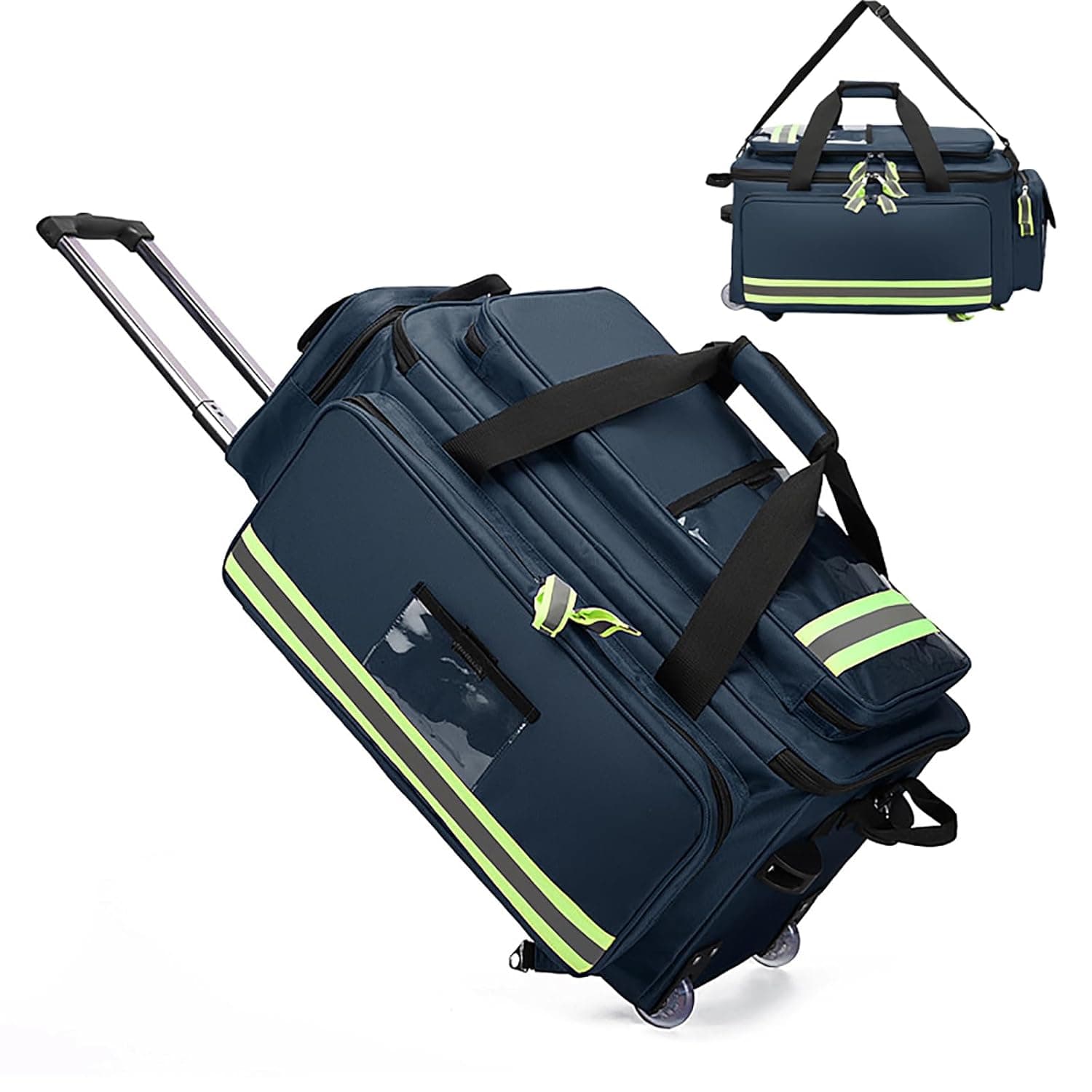 Medical Equipment Bag with Expandable File Compartment Waterproof Oxford Cloth Reflective Strip Design for Outdoor Activities Camping and Hiking(Blue)