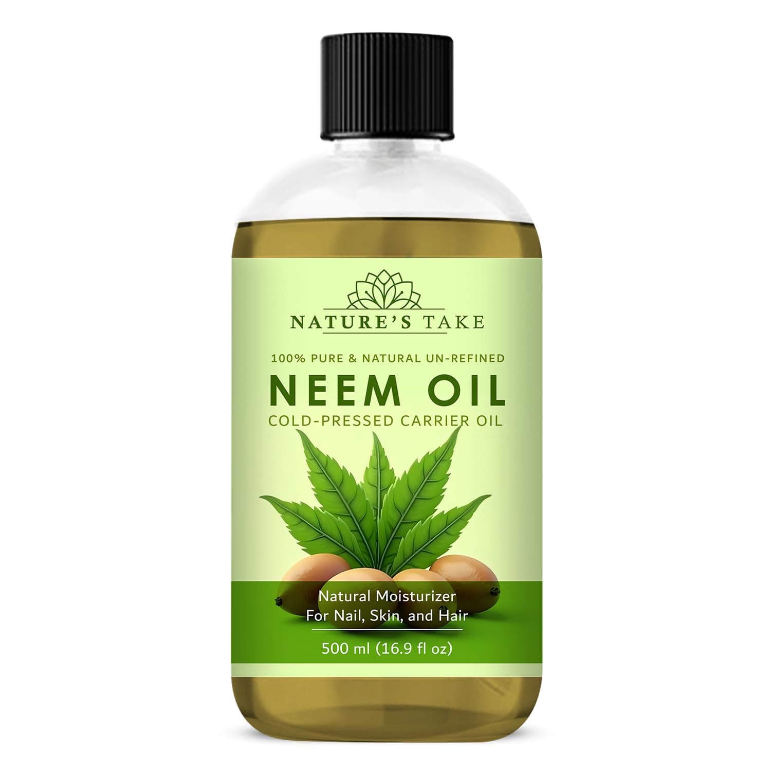Nature’s Take Neem Oil – 500ml Pure, Natural, Cold-Pressed Premium Seed Oil for Healthy Skin, Hair & Gardening