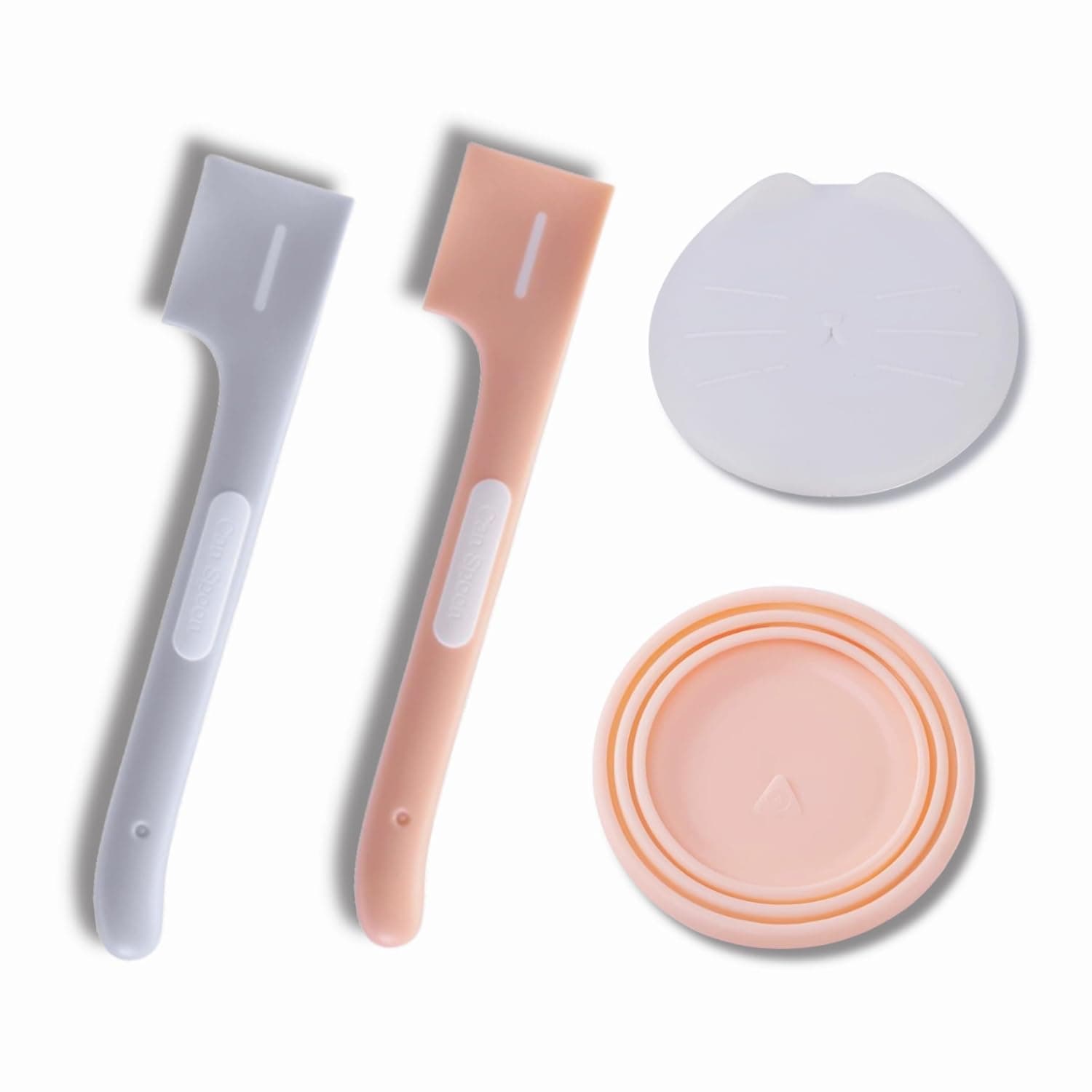 Pet Food Can Covers with 2 Pet Food Spoons, Silicone Pet Can Lid with Mixing Scoop Cat and Dog Food Canned Lid Pet Wet Food Can Spoon for Pet Cat Dog Puppy Feeding Jars