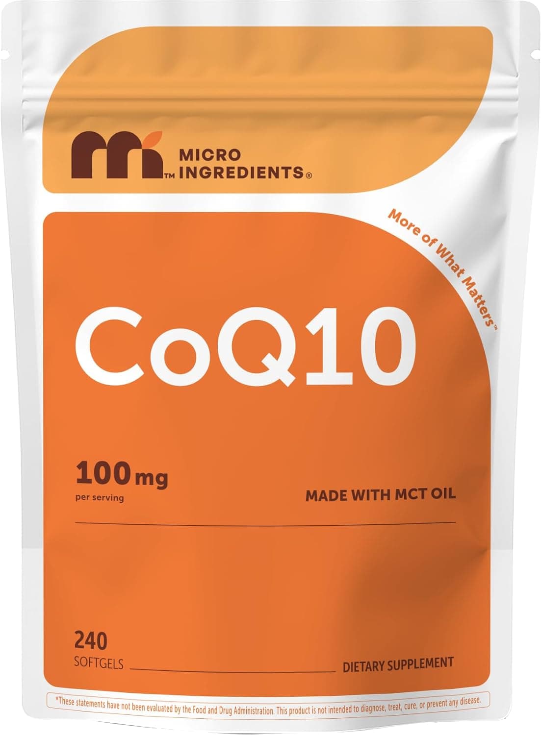 Micro Ingredients Coq10 100 Mg Per Serving | 240 Softgels Made With Coconut Oil Mct | High Absorption Coenzyme Q10 Like Ubiquinone | Antioxidant Support For Heart & Health