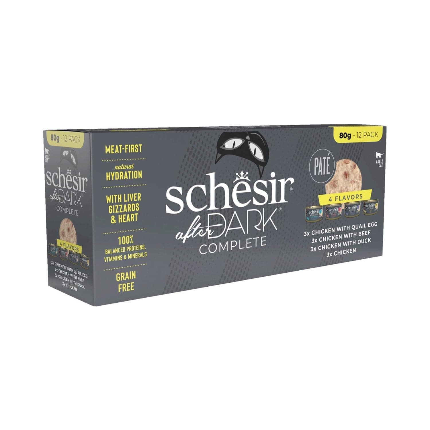 Schesir After Dark Assorted Pack of Pâté 12 × 80 Gm