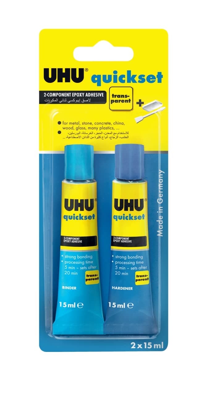 UHU Quickset Transperent Epoxy Adhesive (2x15ml) by Uhu