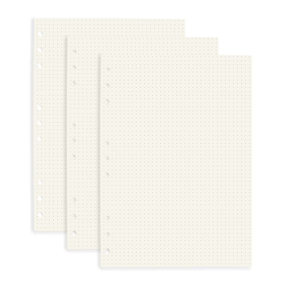 AxeWoodz B5 Dotted Refill Paper 3 Pack Loose Leaf papers 9-Hole Filler Paper Refills 120 Sheets/240 Pages Binder Notebook Papers for Travel Journal Diary