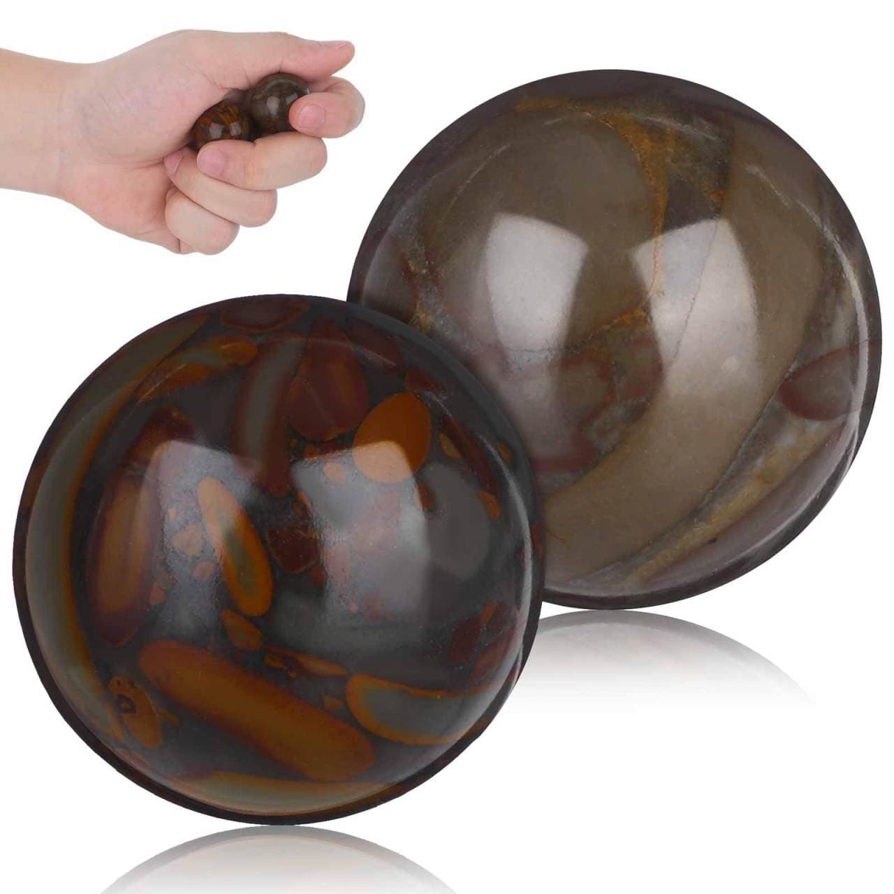 Healeved 2pcs Multi-Function Stone Massage for Hand Therapy Fitness Handballs Portable Relaxation Tools for Finger and Wrist Exercise for Seniors and Relief