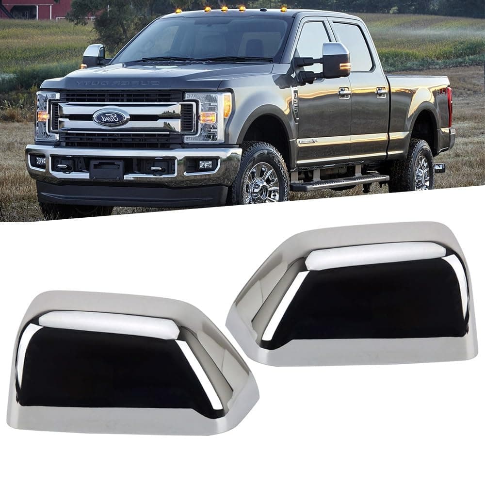 غطاء مراة نصف سحب خارجي من الكروم لسيارة فورد سوبر ديوتي 2017-2025 F250 F350 2017-2022 F450 F550 ملحقات سحب سهلة التركيب