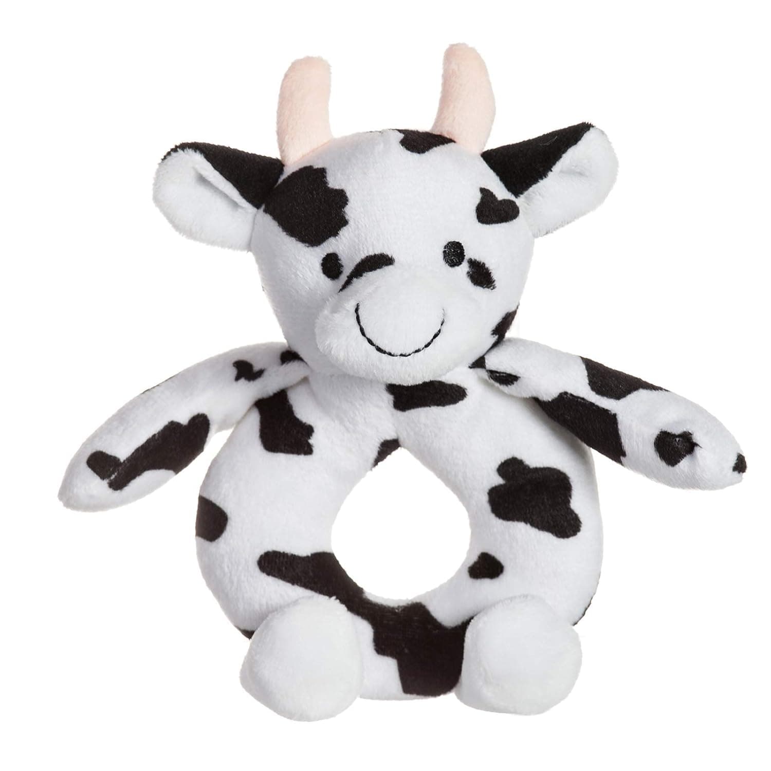 Apricot Lamb Spot Cow Baby Rattle for the Newborn, Stuffed Animal Rattle Plush Toy Lovey for Boys and Girls, 0-3 Months, 0-6 Months and Above, 6 Inches