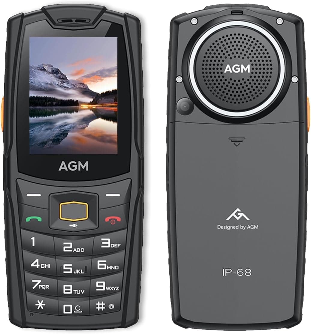 AGM M6 Feature Phone 4G LTE Dual SIM Compatible, Large Button & Font | 109dB Speaker｜128GB TF Expand｜IP68 Waterproof｜Drop-Proof for All