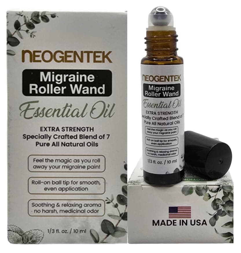 Migraine Essentail Oil Roller | Crafted Blend of 7 Powerful Essential Oils | Headache, Migraine Relief, Sinus/Made in USA 0.33 OZ 10 ML