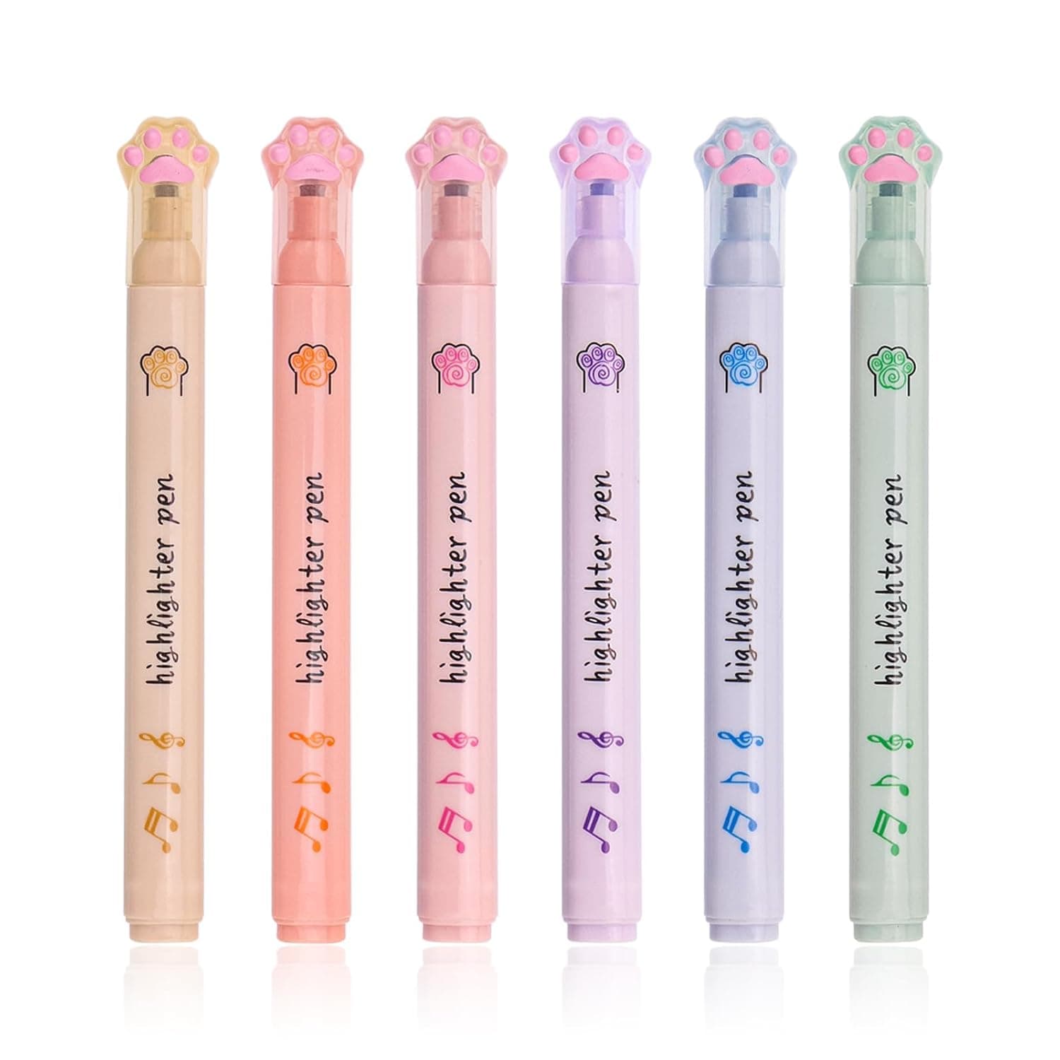 Highlighters, Aesthetic Pastel Cute Highlighter, Assorted Pastel Colors Multicolor Marker Pen, Cat Claw Animals Cartoon Colored Aesthetic Highlighter for Writing Graffiti School Supplies