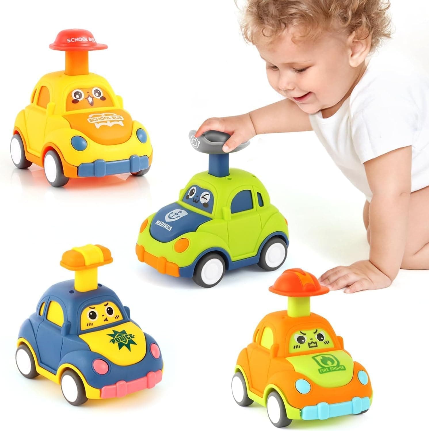 BOOM Push and Go Car Toys for Toddlers 1-3, Baby Animal Friction Cars Set, Soft Safe Vehicles for Boys & Girls, Birthday Gift for 6-18 Months, 1-2 Years Old Kids