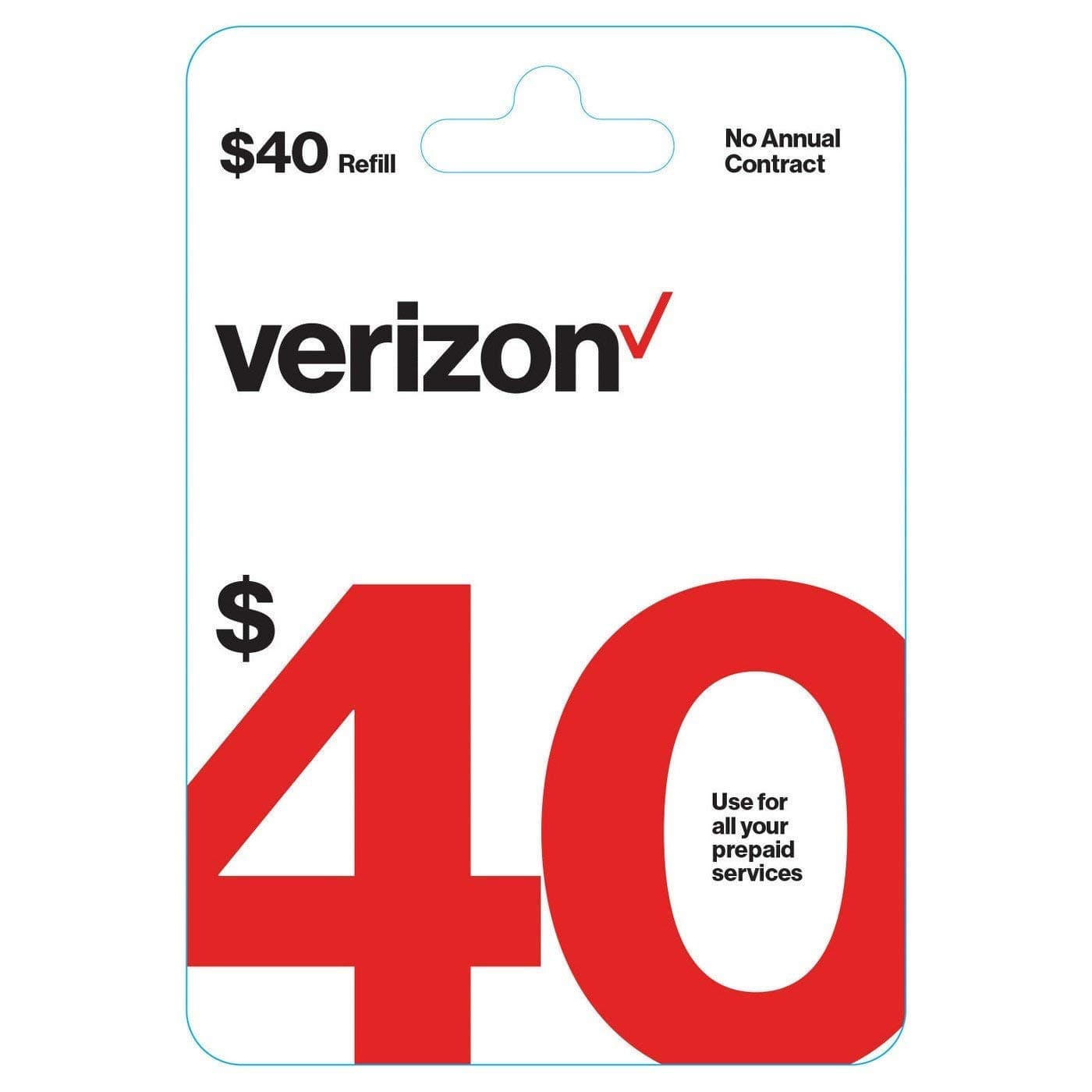 Verizon $40 Wireless Prepaid Refill Top up PIN Card (Mail Delivery)
