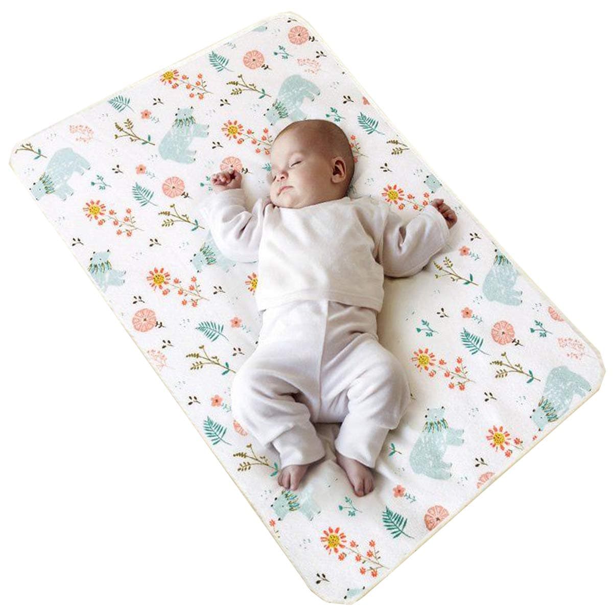 COZUMO Baby Waterproof Bed Pad Bed Wetting Pads Washable for Kids Toddler Potty Training Pads Baby Wateproof Pad Mat for Pack n Play/Crib/Mini Crib Reusable Incontinence Underpads for Kids/Adult/Pets
