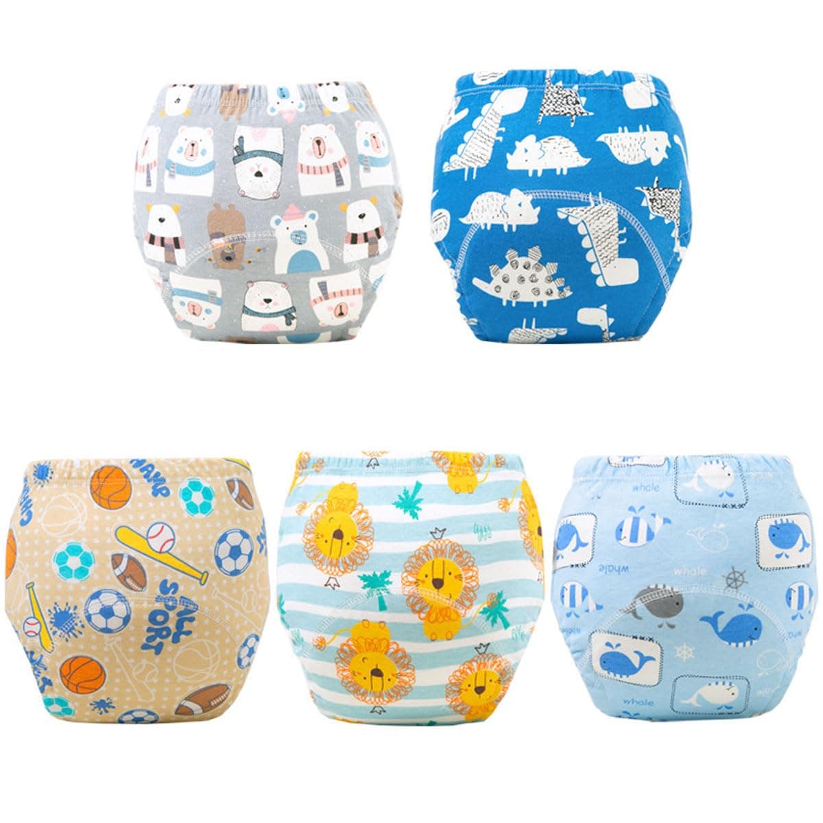 5-Pack Baby Potty Training Pants Breathable Toddler Underwear for Boys and Girls Highly Absorbent Reusable Diapers for 2-4 Years Old Washable Cotton Pocket Diapers