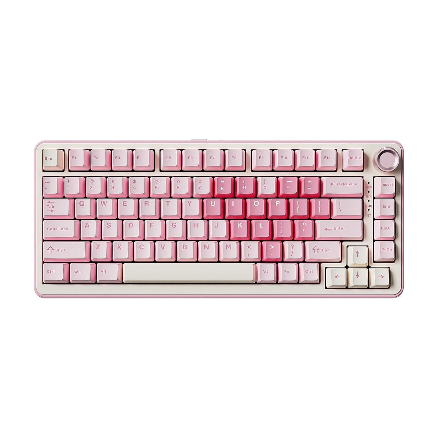 YUNZII B75 PRO Wireless Mechanical Keyboard,75% Gaming Keyboard Gasket Hot Swap Custom with Knob,Pre-lubed Switches RGB,Bluetooth/Type-C/2.4G (Pink, Cocoa Cream V2 Switch)