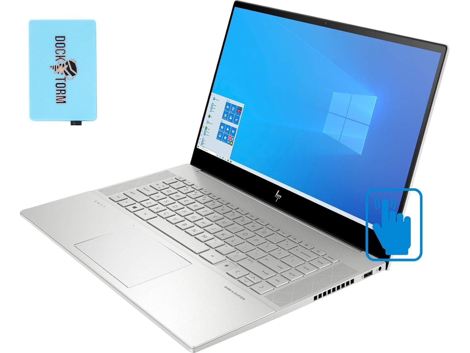 HP Envy - 15t-ep000 Home and Business Laptop (Intel i9-10885H 8-Core, 16GB RAM, 512GB PCIe SSD, NVIDIA RTX 2060 Max-Q, 15.6" Touch 4K UHD (3840x2160), Fingerprint, WiFi, Win 10 Home) with Hub
