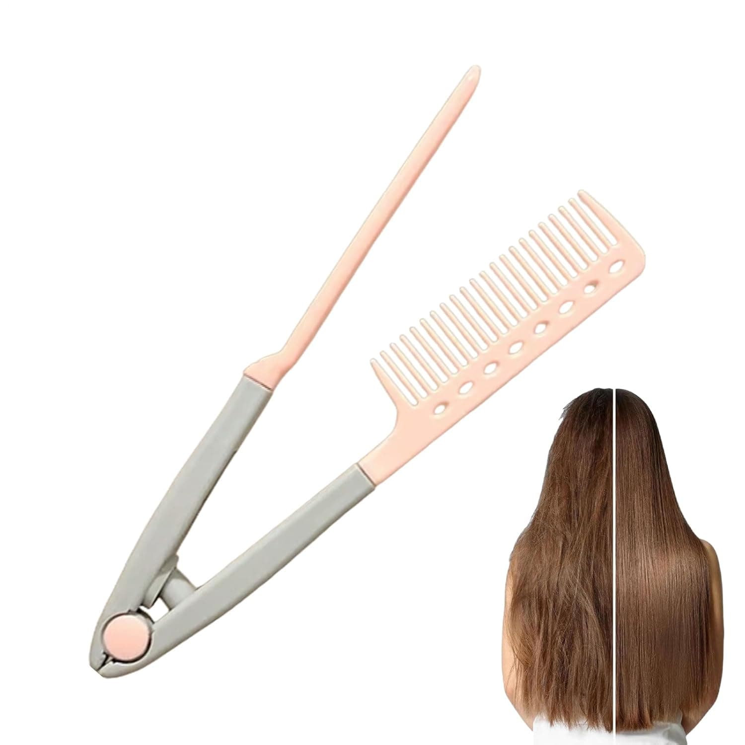 V-Type Hair Straightening Combs 24.5cm PVC Hair Care Styling Tool Non-Slip Wet/Dry Hairdressing Equipment for Grooming Holiday Road Trip Travel Dating Commuting