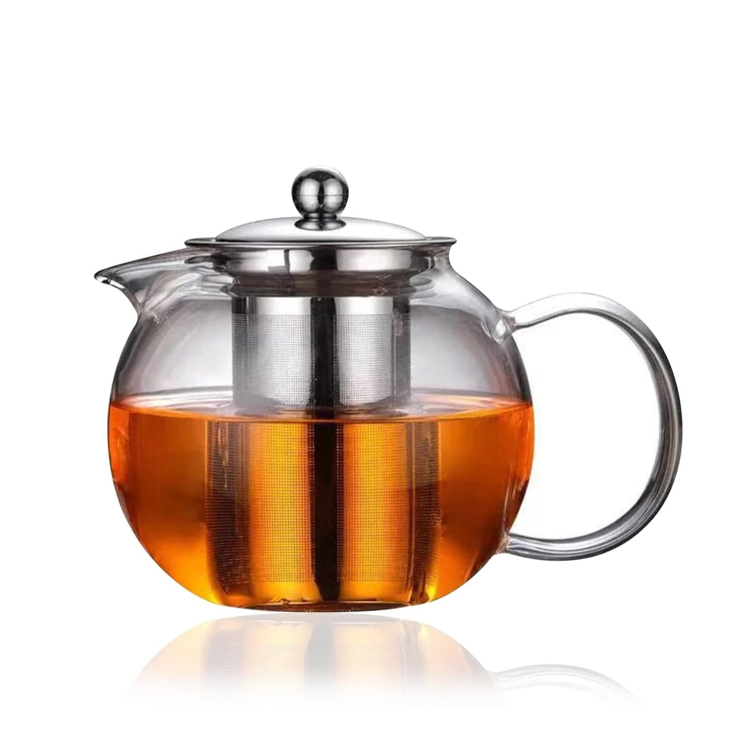 1300ml large capacity glass teapot with detachable stainless steel tea drain, handmade transparent teapot for loose leaf tea, suitable for safe heating in stoves and microwave ovens