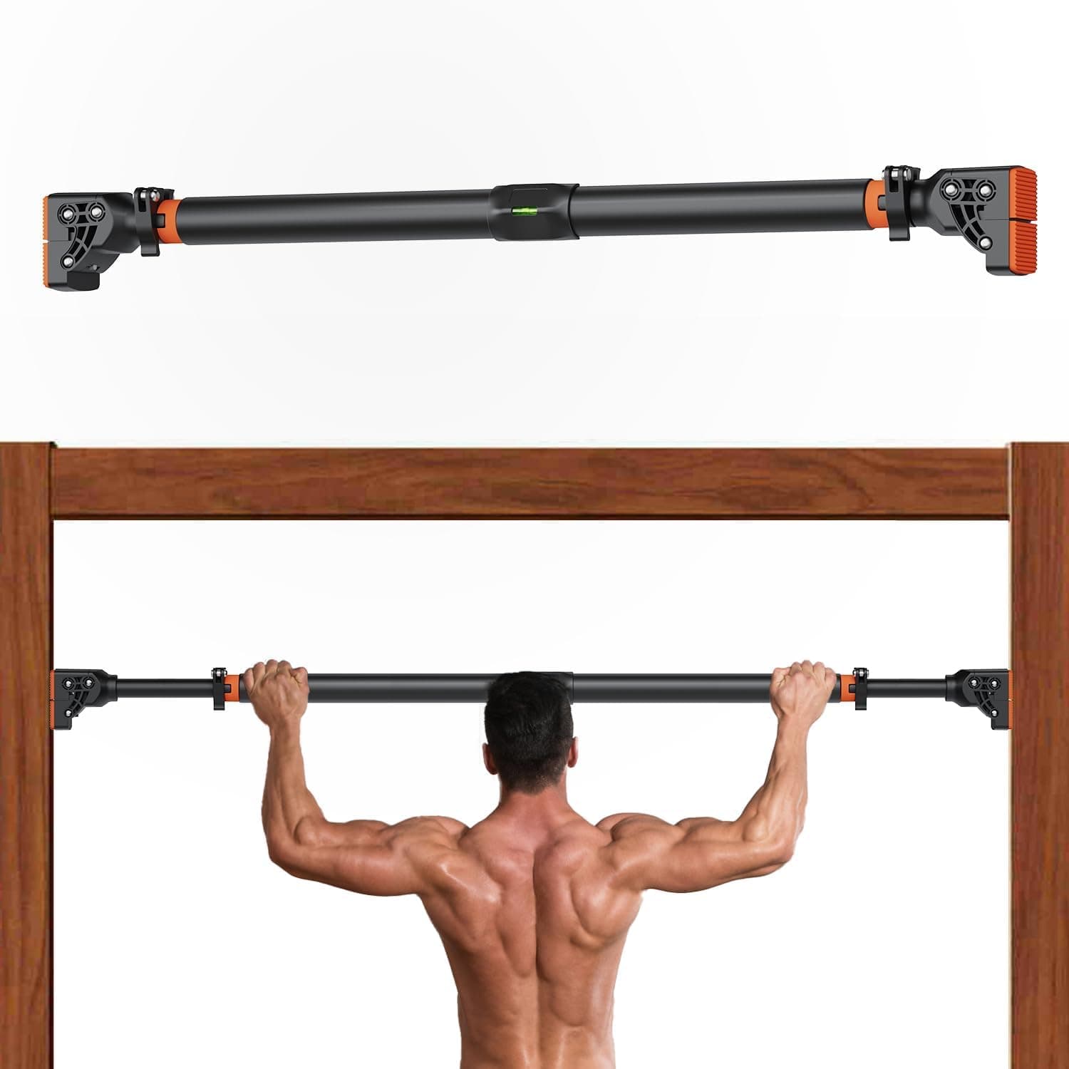 Pull Up Bar for Doorway, Chin Up Bar Strength Training Pull-Up Bars Adjustbale Upper Body Trainer Workout Bar Door Fitness Exercise Gym Equipment for Home Indoor, No Screw Installation