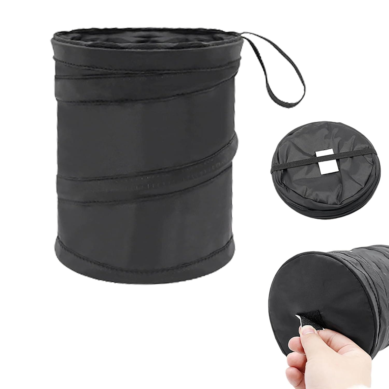 Foldable Car Trash Bin, Collapsible Car Garbage Can with strap, Hanging Automotive Storage Organizer for Car Seats, Travel and Camping Use