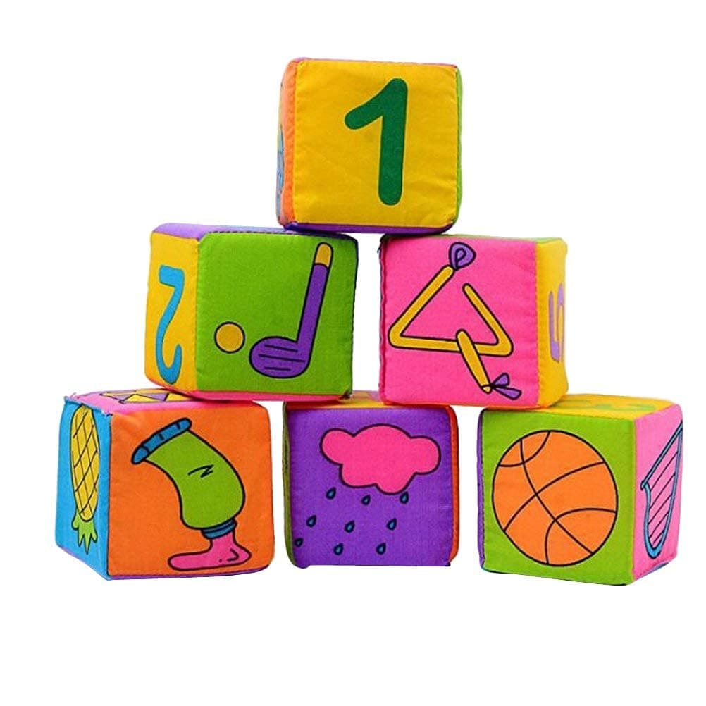 6 pcs Harmless AttractiveE'Ducational Rattle Toys Cube Safe Interactive Blocks for Kids New Infant Baby QiLong