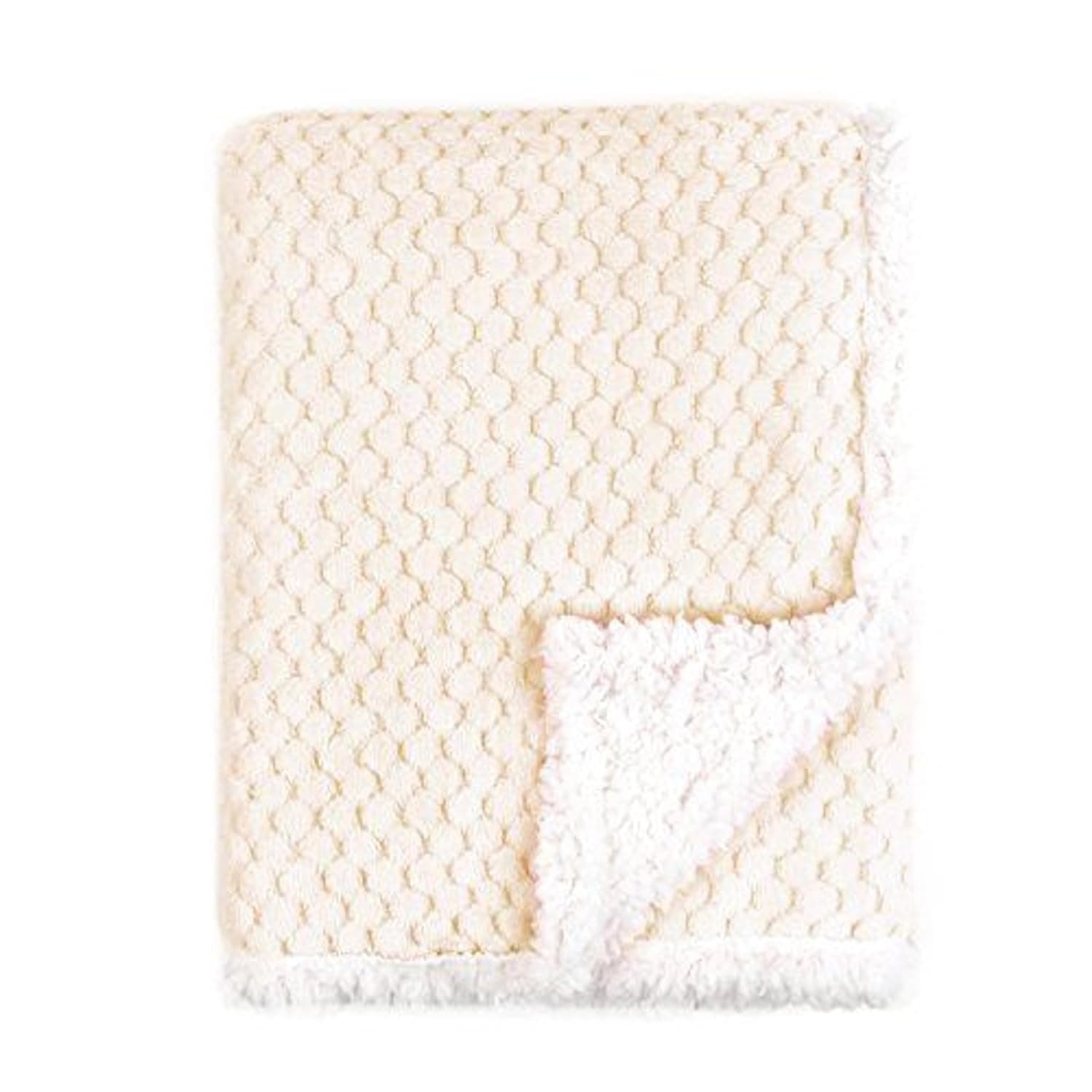 Tadpoles Popcorn Plush Sherpa Baby Blanket - Cream | 30" x 40" | Made of 100% Polyester | Soft, Breathable & Durable | Ideal as a Baby Swaddle Blanket, Crib Blanket, Receiving Blanket & More