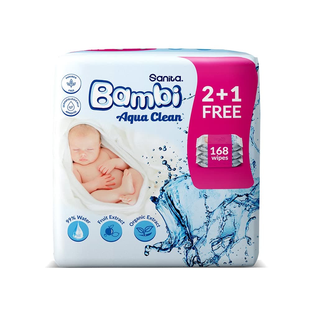 Sanita Bambi Protective Cream, Promo Pack, 168 Wet Wipes