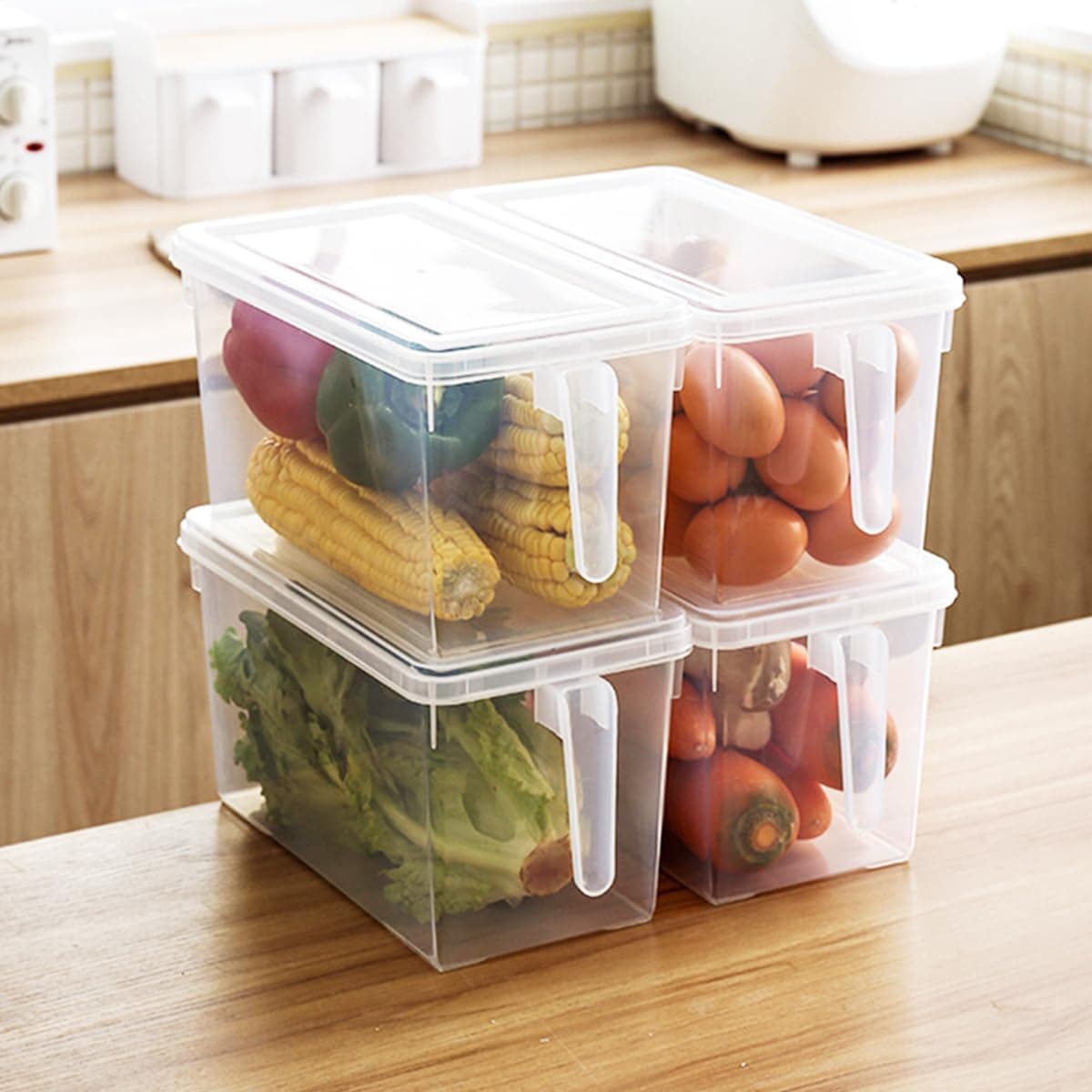 حاويات تخزين طعام من إي سي في في، مصنوعة من البولي بروبيلين، مجموعة من 4 قطع، سعة 5 لتر