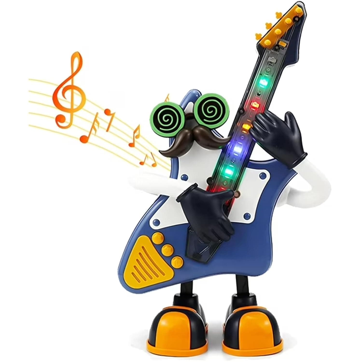 WISHKEY Guitar Toy for Kids with 3D Light Effects and Cool Music, Battery Operated Dancing Robot Toy, Interactive Electric Guitar Dancing Robot, 3+ Years (Pack of 1, Blue)