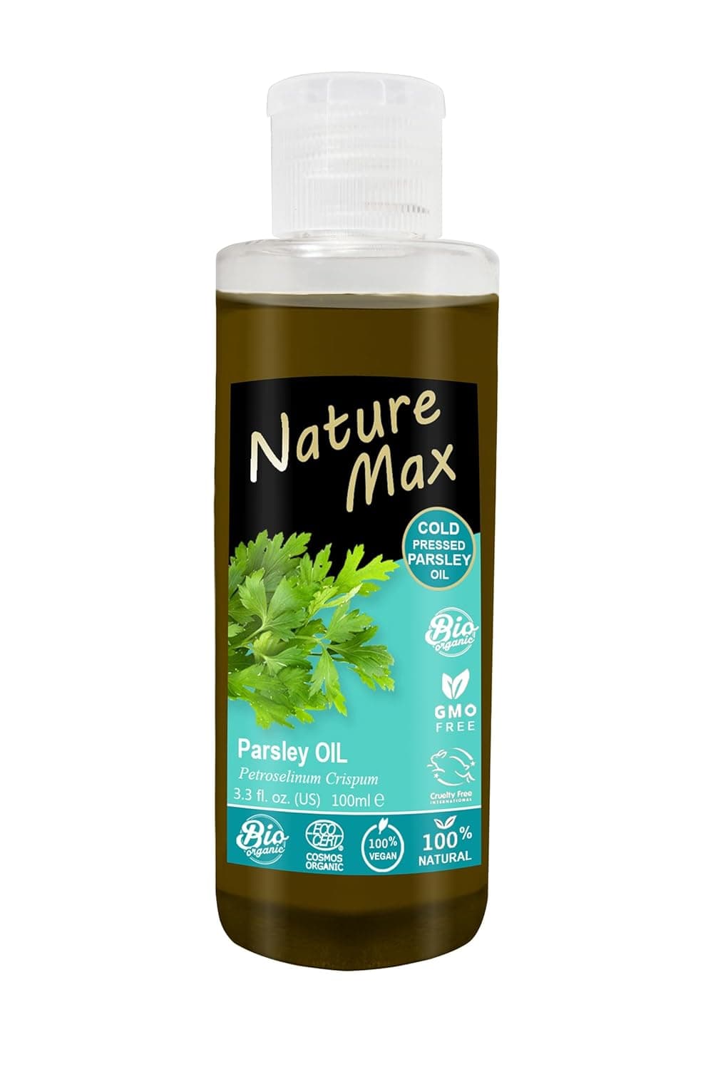 Nature Max Parsley Oil Essential Oils Organic Natural Undiluted Pure for Hair Skin Food & Cooking Care Cold Pressed Premium Quality ( 1Pack =3.38 oz / 100 ml ) زيت البقدونس