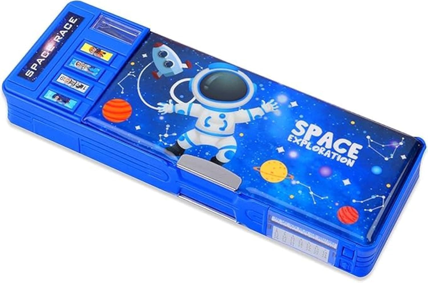 Pop Up Multifunction Pencil Case for Girls, Cute Cartoon Pen Box Organizer Stationery with Password Lock, Sharpener, Schedule, Whiteboard, School Supplies, Best Birthday Gifts for Kids Teens (blue)