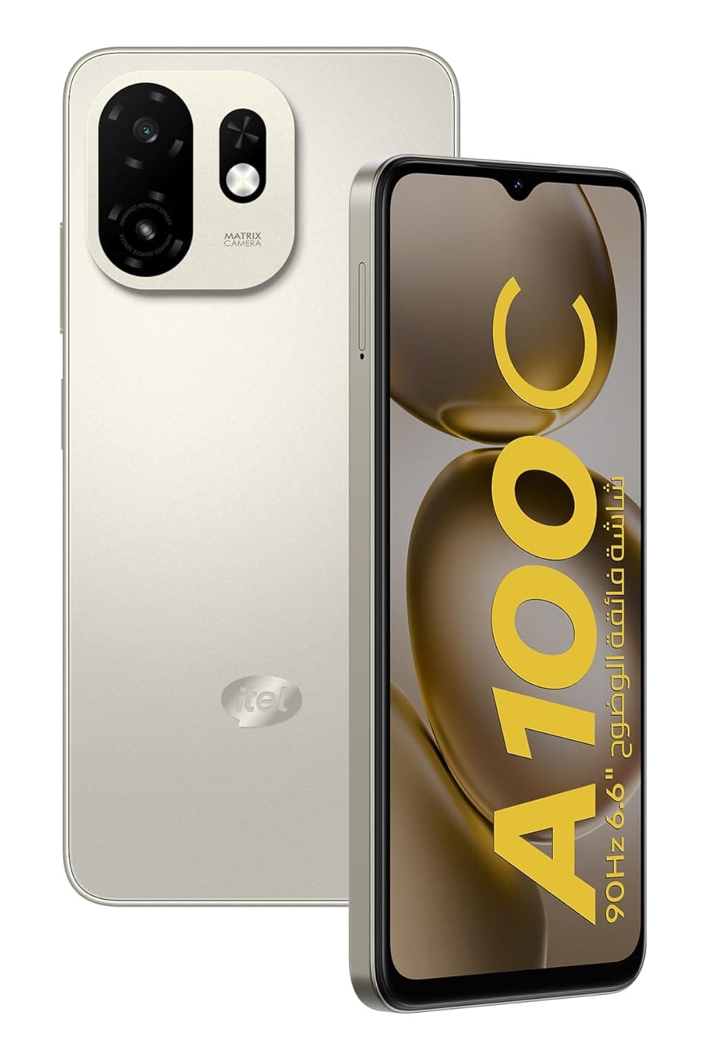 اي تيل جوال A100c، ثنائي شرائح الاتصال، تخزين 64GB، 4G، ذهبي تيتانيوم اندرويد 14، ذاكرة RAM 2GB، يونيسوك T7100، 6.6 انش، FHD+ 1570x720، 90Hz