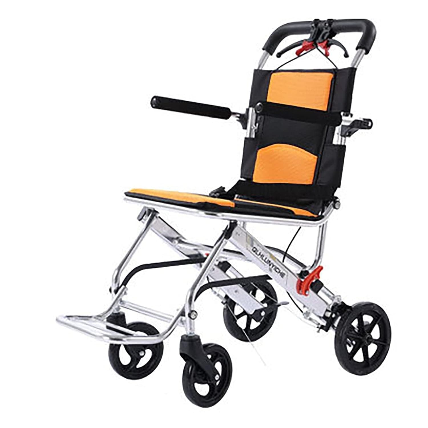 Lightweight Aluminium Wheelchair, Folding Wheelchair Aluminium Alloy Portable Transport Wheelchair Trolleys for Elderly Aircraft Travel (Color : B)