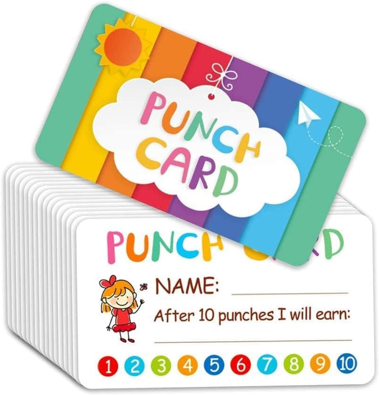 Aputue Punch Cards, 2 PCS of 50 Sheets Reward Punch Cards, Motivational Incentive Loyalty Cards for Classroom Behavior Chart, Colorful School Supplies for Teachers and Students (size:5x8.9cm)