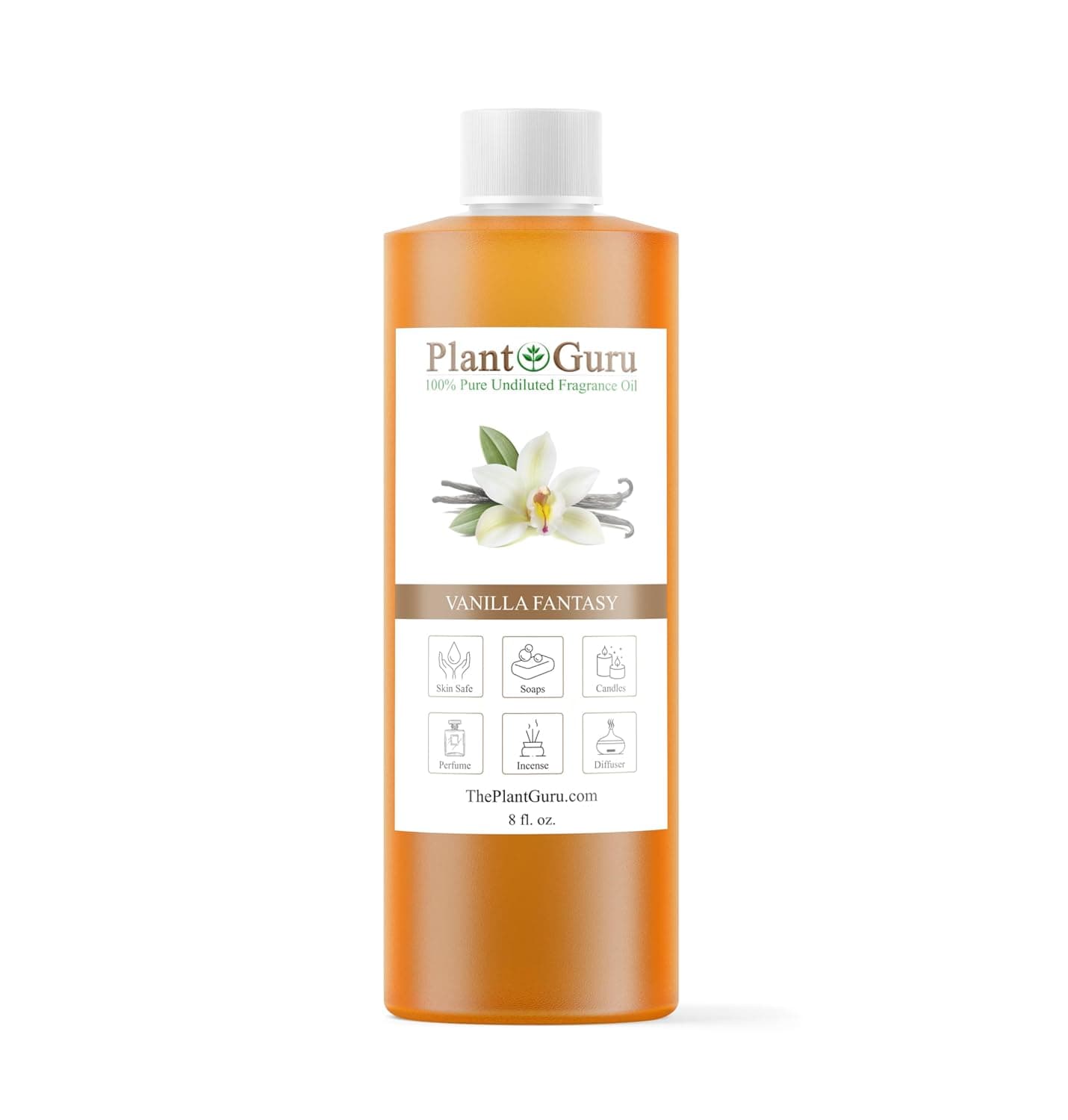 Vanilla Fantasy Fragrance Oil 8 fl. oz. Scented Oil for DIY Soap Making, Candles, Bath Bombs, Body Butters. Used in Aromatherapy Diffusers, Burners and Warmers. Great Addition to Lotions and Creams.
