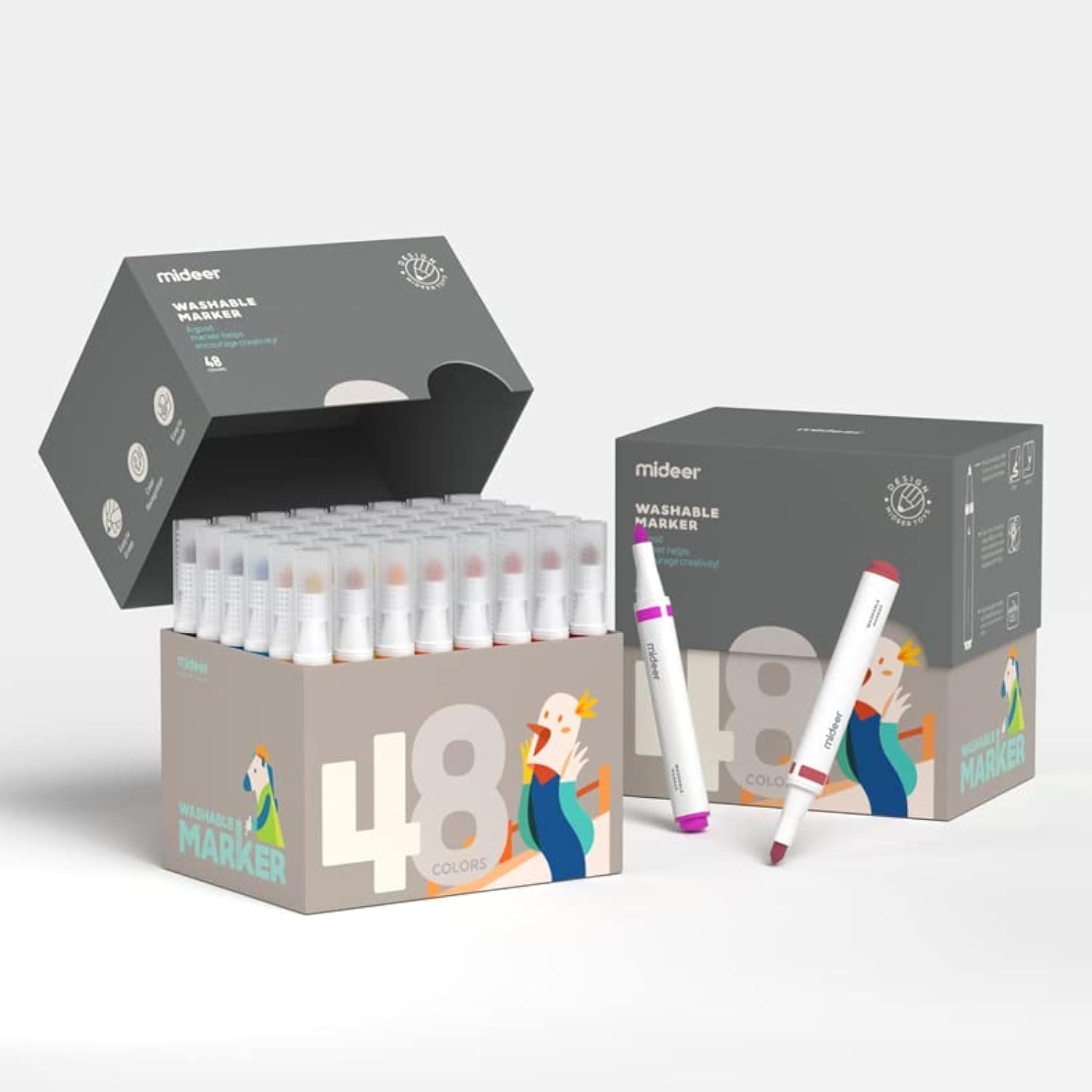 Mideer Washable Markers for Kids 48-Pieces