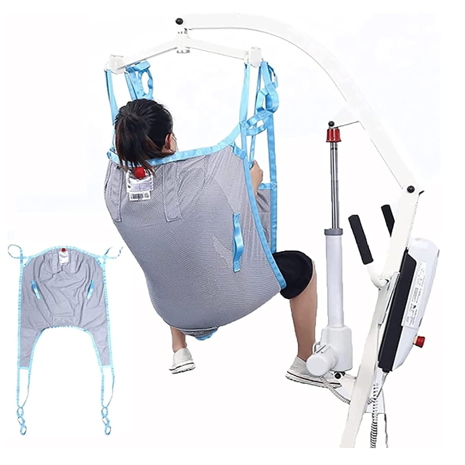 PEAMAN Toileting hoist Sling, Solutions for the Disabled Elderly Up and down wheelchair transfer Bathing polyester mesh sling(Size : M)
