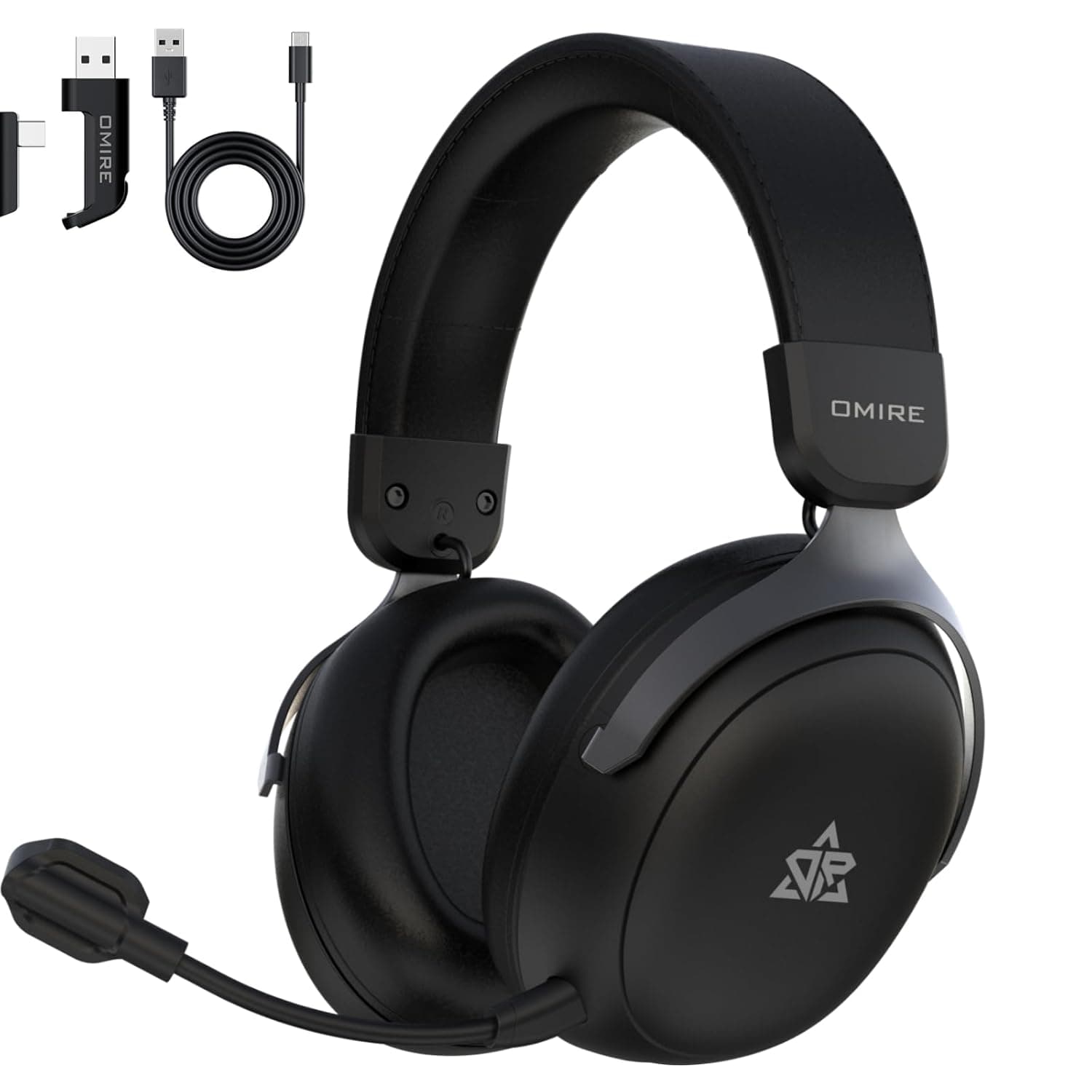 RB-D9 Wireless Gaming Headset 7.1 Surround Sound Compatible with PS5,PC,PS4,Phone,Switch,Gaming Headphones,Noise Canceling Mic 2.4Ghz USB Computer Headset Bluetooth 5.4,Low Latency For FPS Games