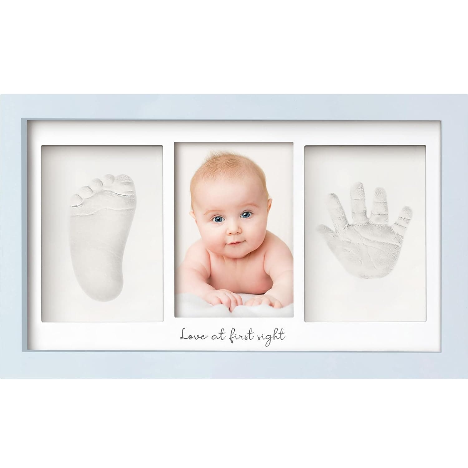 Baby Hand and Footprint Kit - Baby Footprint Kit, Newborn Keepsake Frame, Baby Handprint Kit, Personalized Baby Gifts, Nursery Decor, Baby Shower Gifts for Girls Boys (Mist Blue)