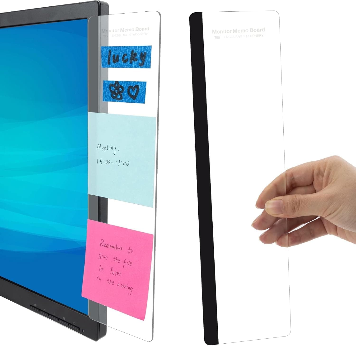 Aputue Office Desk Accessories, 2 PCS Modern Memo Board Set, 28x7.5cm Office Supplies for Computer Desk, Essential Desktop Accessories for Professionals and Students