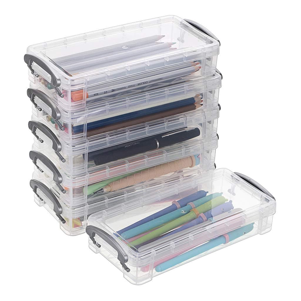 BTSKY Large Capacity Pencil Box, Office Supplies Storage Organizer Box, Brush Painting Pencils Storage Box Watercolor Pen Container Drawing Tools(6 Pack Clear) | Brush Painting Pencils Storage Box Watercolor Pen Container Drawing Tools Plastic Containers with Lid Stackable Pens Cases