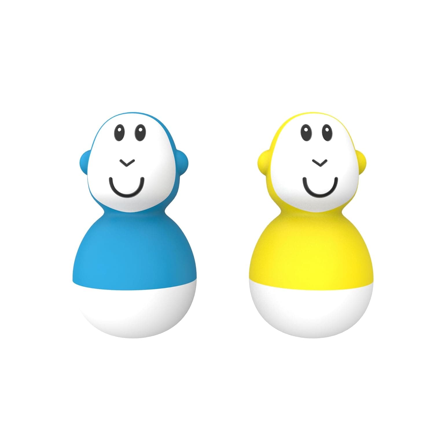 Matchstick Monkey, Bathtime Wobblers, Antimicrobial Baby Bath Toy, Easy To Grip, Sensory Learning - 2 Wobblers, 12 Months Old+, Blue and Yellow