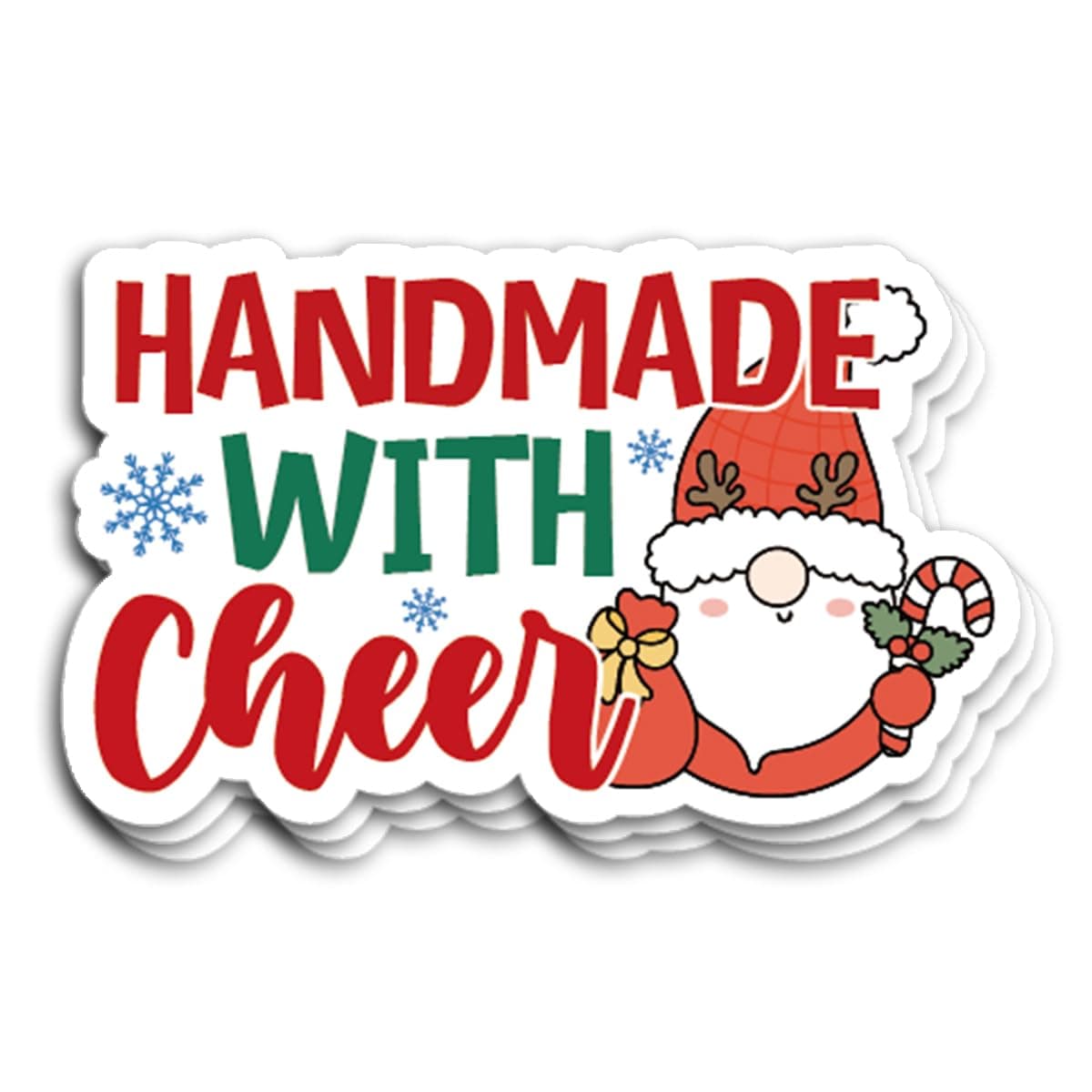 210 PCS Christmas Business Packaging Stickers,Handmade with Cheer,Holiday Gift Wrapping Thank You Sticker for Envelopes Shipping Boxes Product Packaging