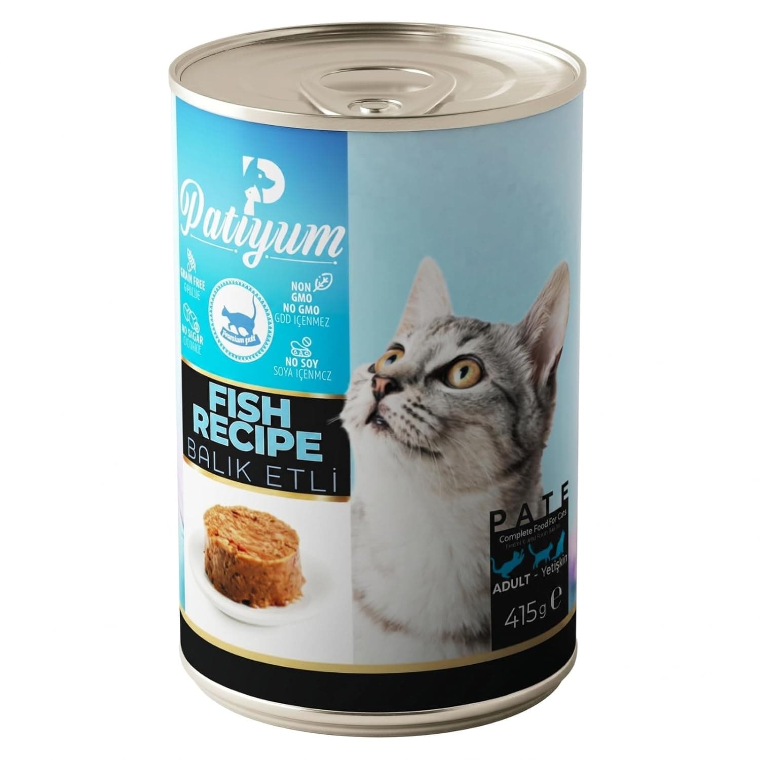 Adult Cat Wet Food Pate, Fish Flavor, 415g – Smooth Texture Wet Cat Food Rich in Omega for Adult Cats, Premium Complete & Balanced Nutrition