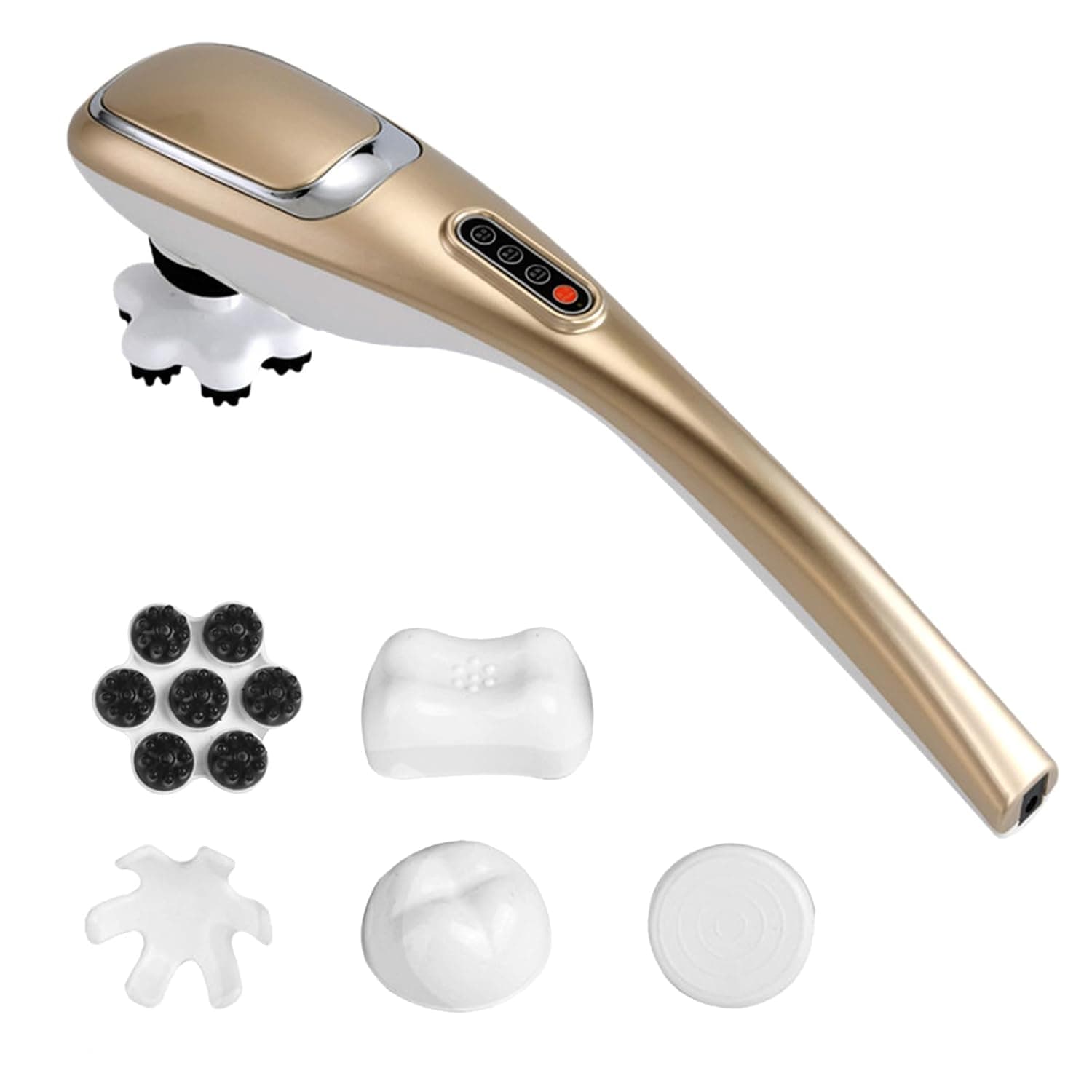 NAFAS Handle Massager Shiatsu Body & Back Massager cordless，5 interchangeable Deep Tissue Massager USB Rechargeable 1800mAh with 12 Modes and 10 Intensity Levels for Shoulder Neck Leg