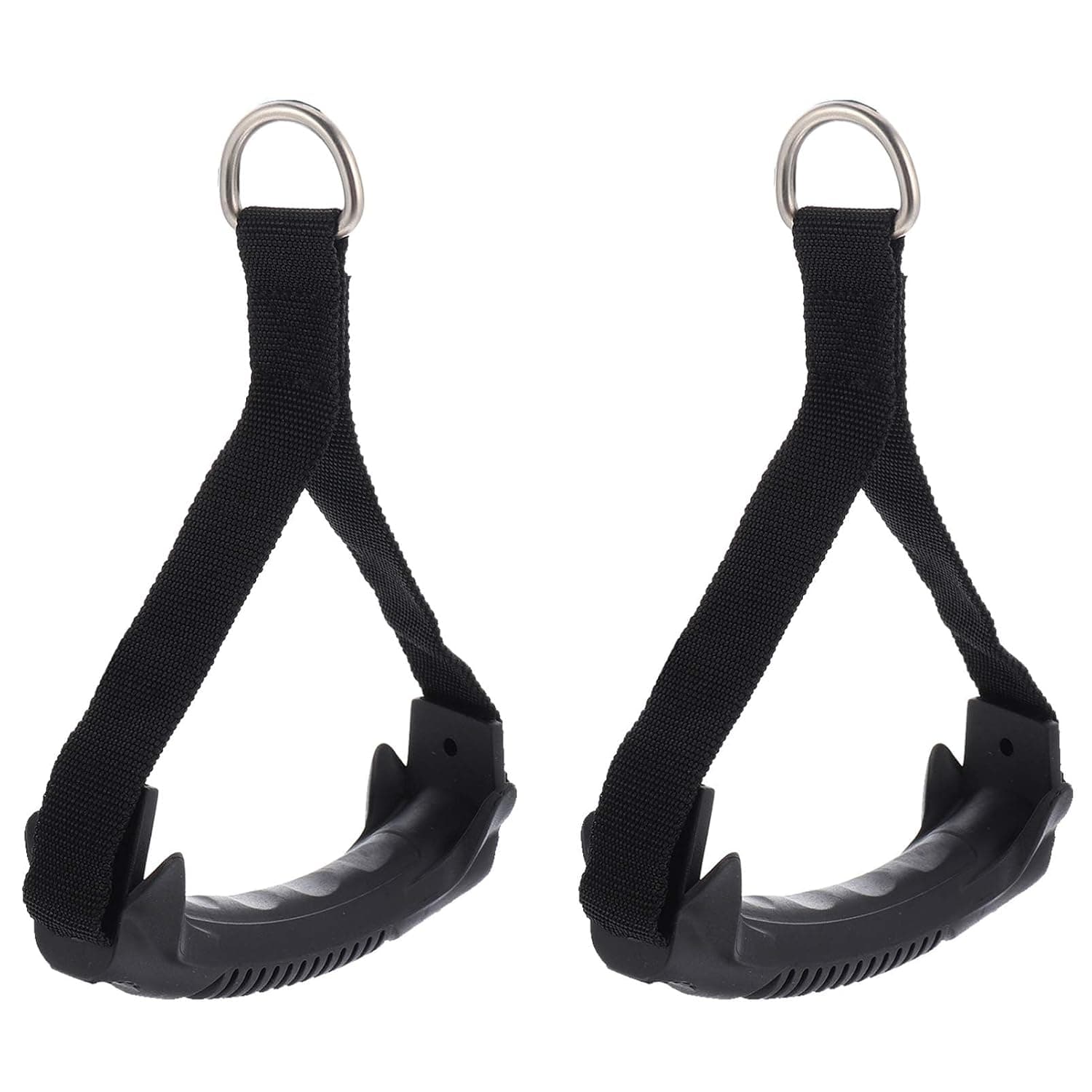 2 Pcs Exercise Band Handles Grips Fitness Strap Heavy Duty Cable Handles Heavy Gauge Welded D-Rings Cable Machines Workout Accessories Attachment (Black)