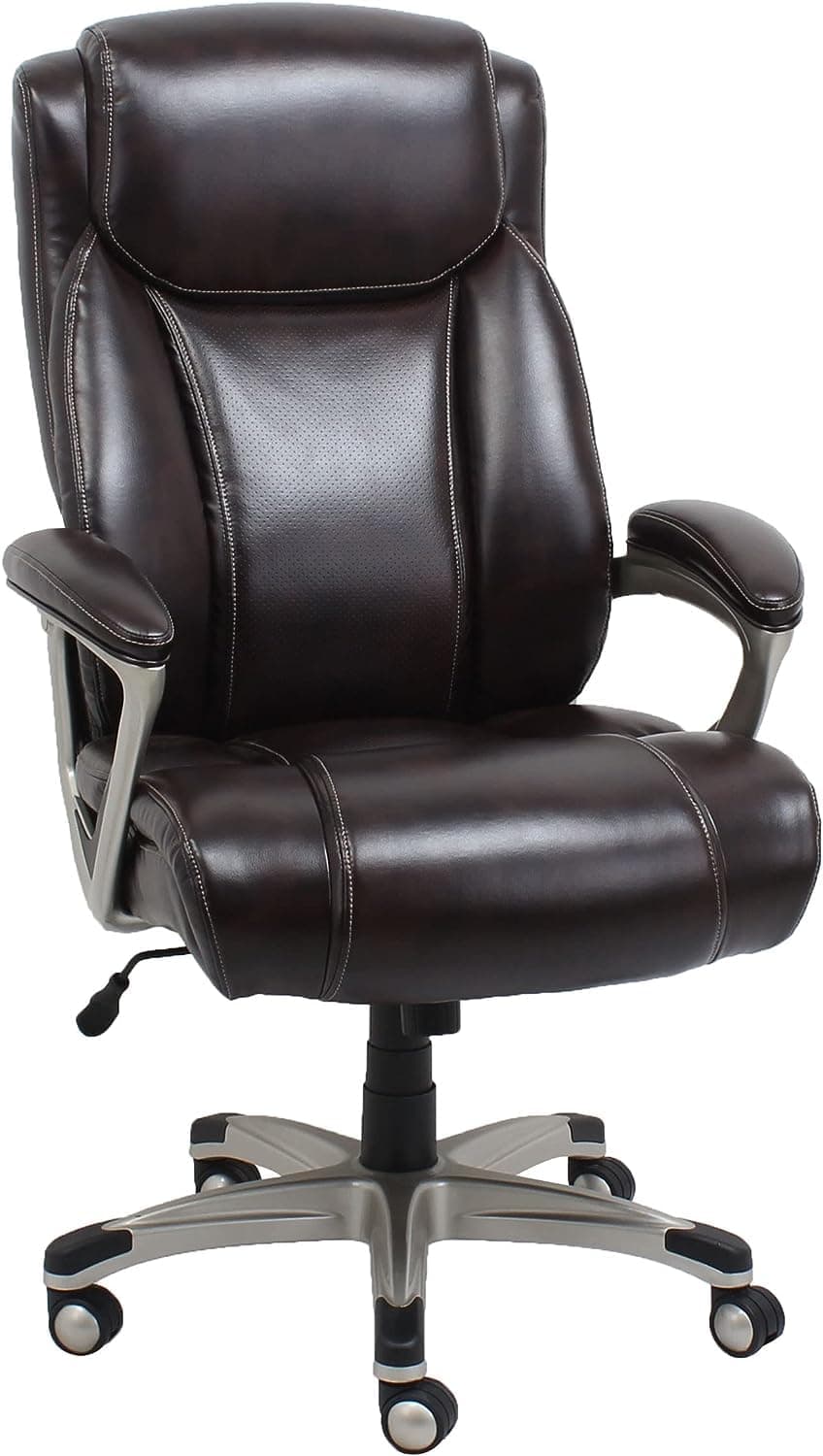 Amazon Basics Big & Tall Executive Computer Desk Chair With Lumbar Support, Adjustable Height and Tilt, 158.76 KG Capacity, Black With Pewter Finish, 72.39 CM D x 76.84 CM W x 1.22 M H