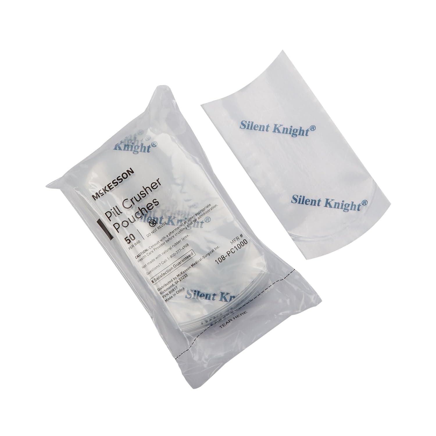 McKesson Pill Crusher Pouches, Single Use, Disposable, Clear, 50 Count, 20 Packs, 1000 Total