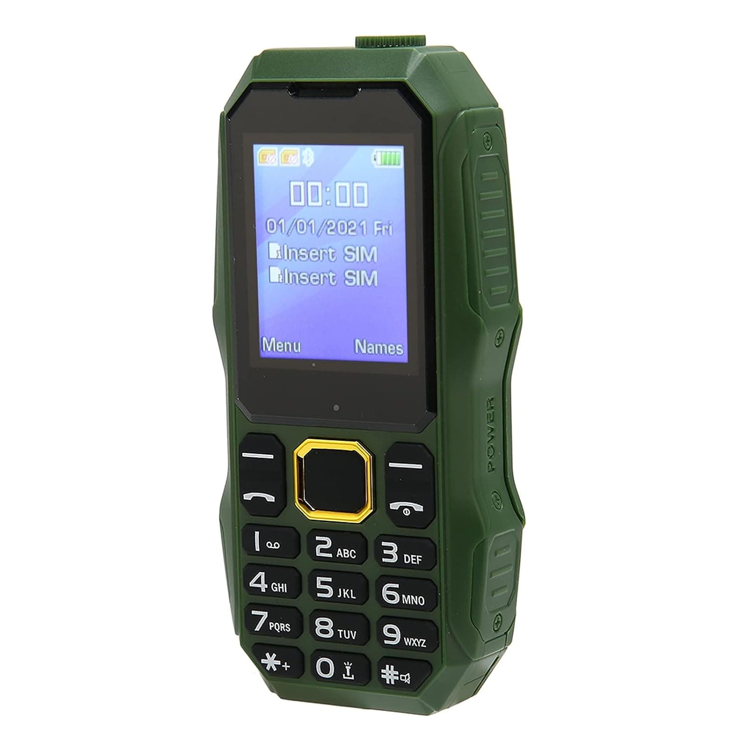 Big Button Mobile Phone 1.8 Inch Screen Dual Card Dual Standby LED Flashlight Older Mobile Phone 2G Network with USB Cable for Daily Use (Green)