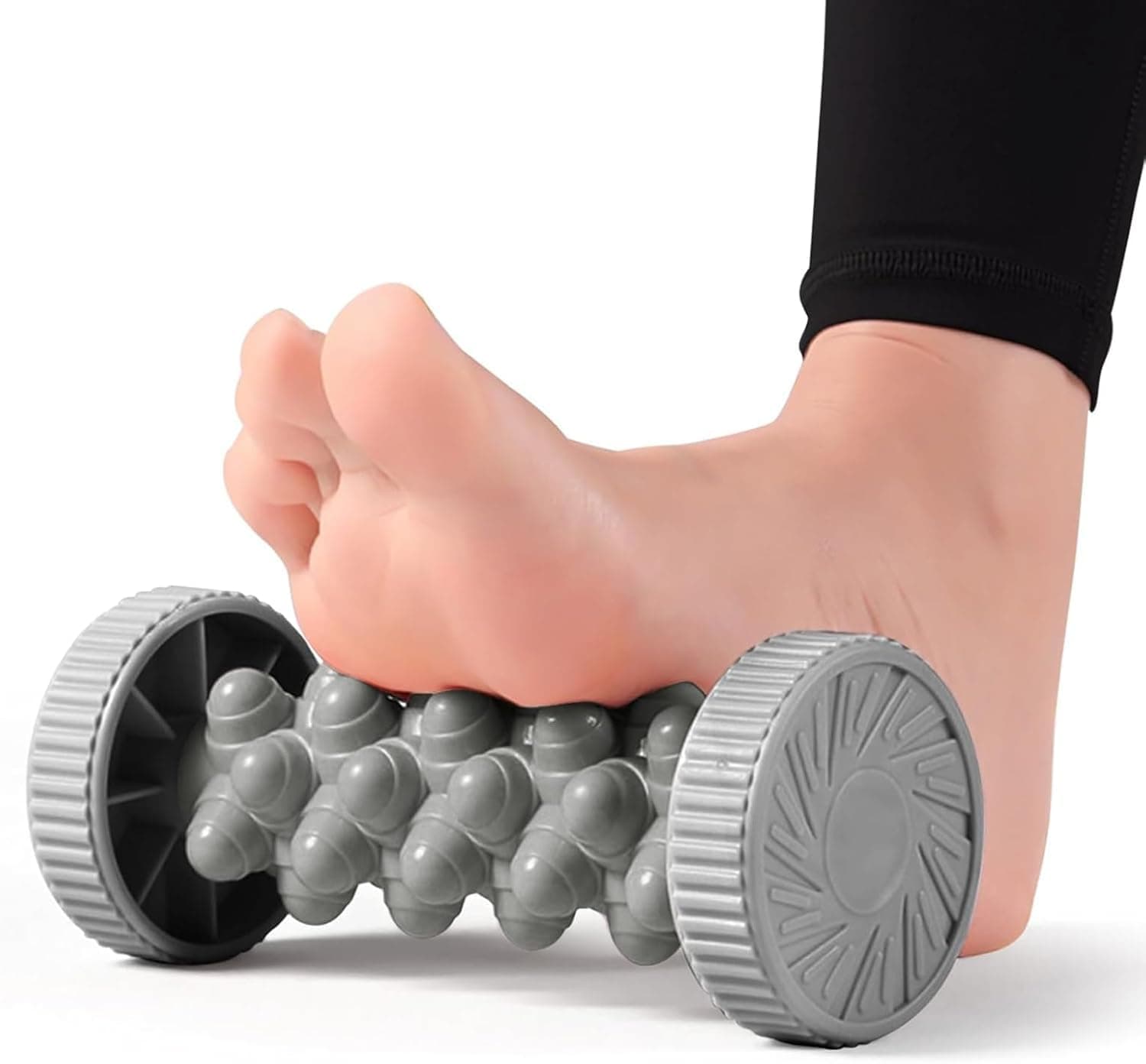 ALMEKAQUZ Foot Massage Roller for Plantar Fasciitis Relief, Portable Foot Massager for Foot Arch, Heel Pain, Circulation and Pain Relief, Foot Muscle Roller Trigger Point Reflexology Tool (Grey)