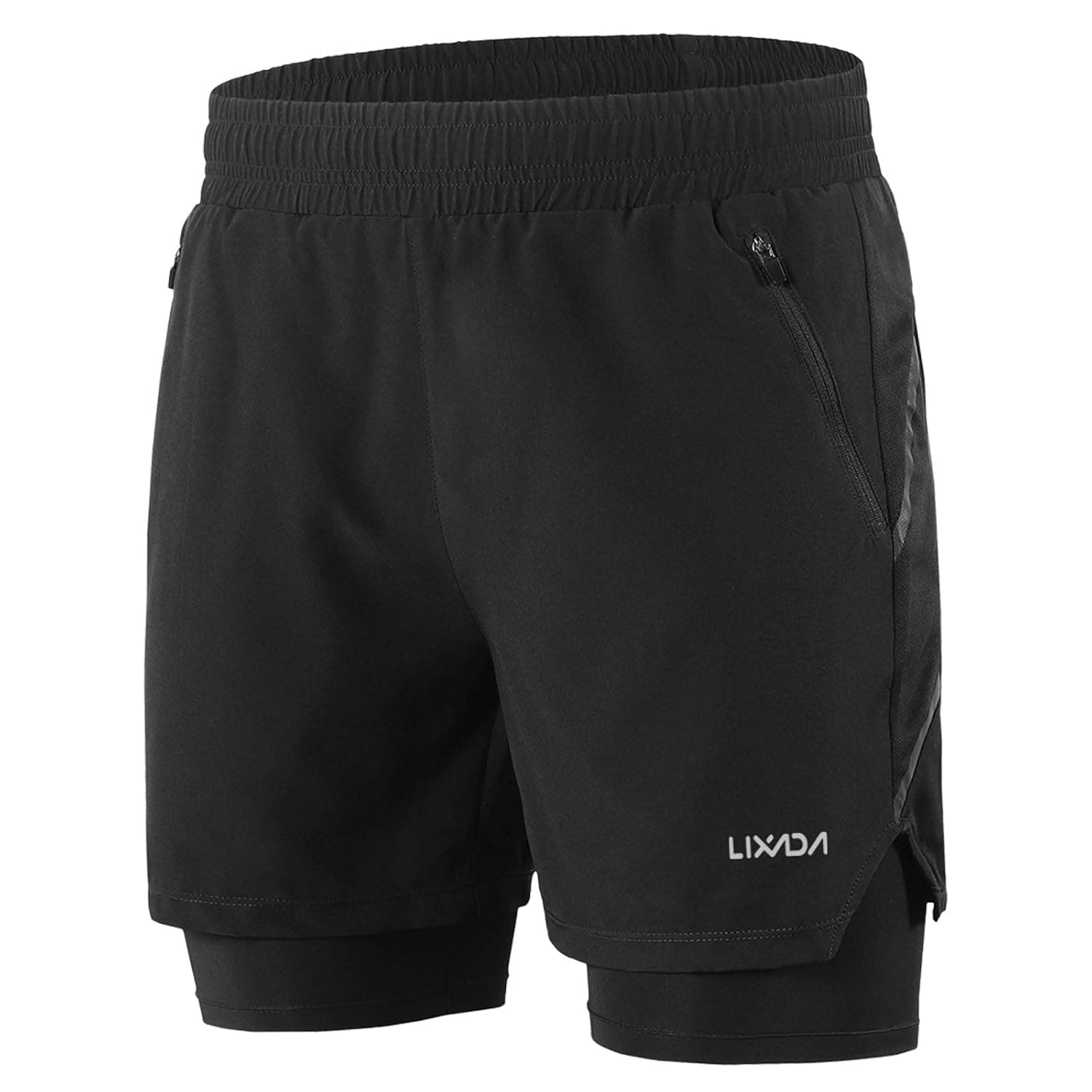 Eacam Men 2 in 1 Running Shorts Quick Drying Breathable Active Training Exercise Jogging Marathon Cycling Shorts